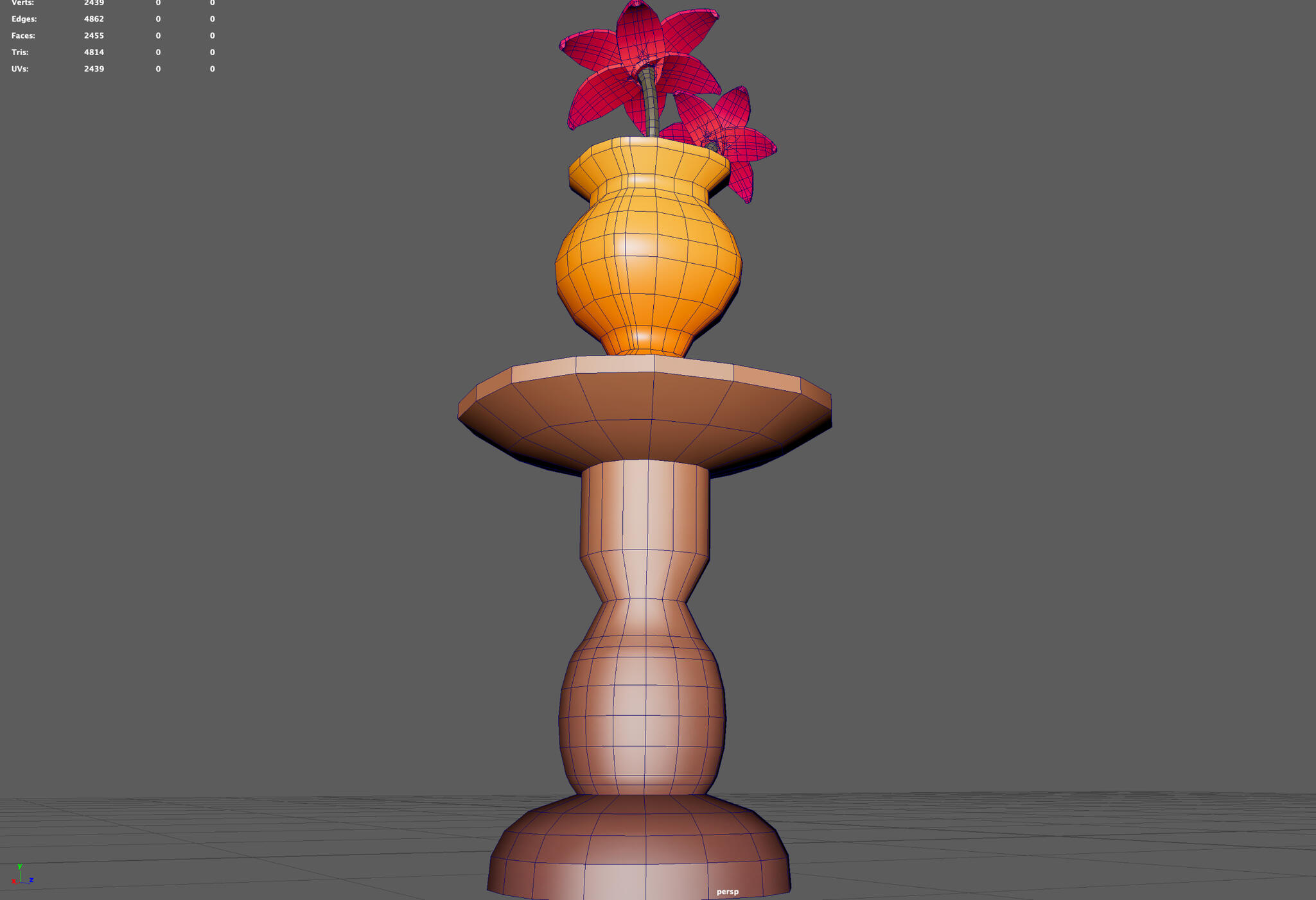 Flower vase wireframe view 2