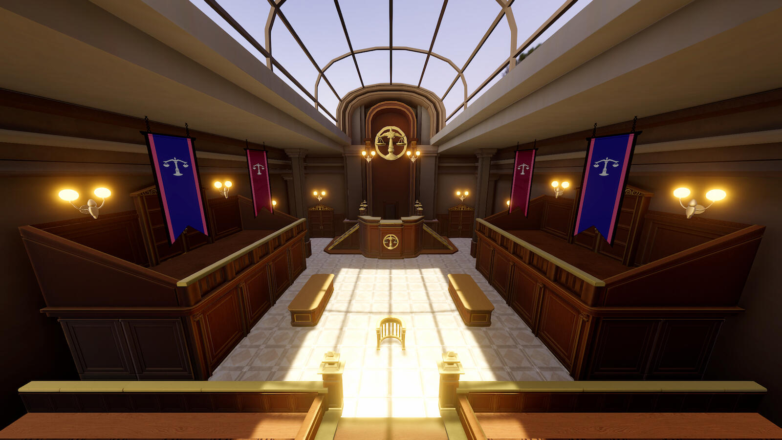 URP Ace Attorney courtroom recreation General view