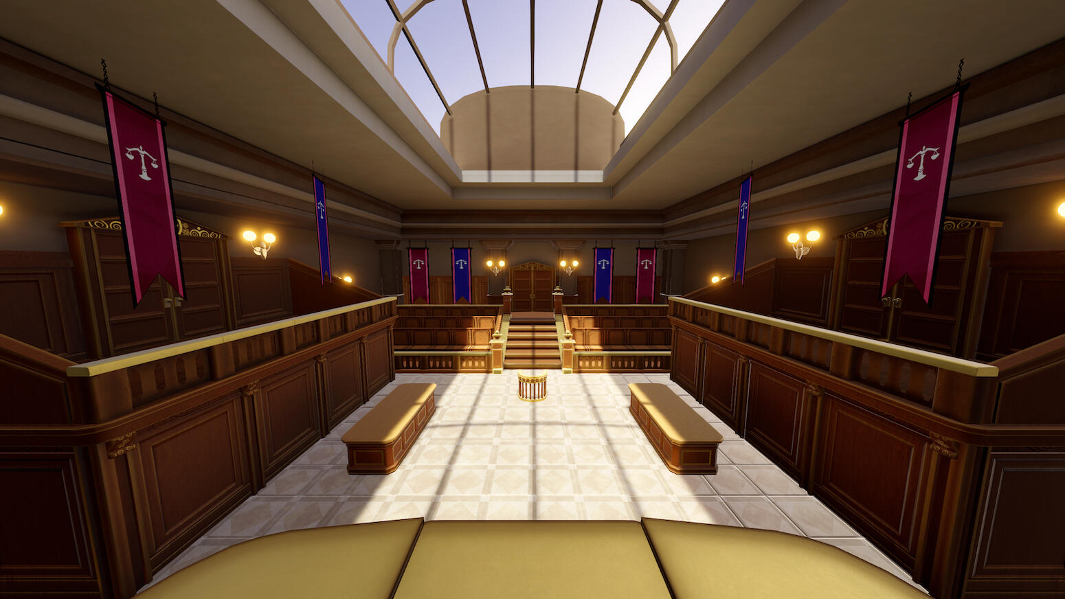 URP Ace Attorney courtroom recreation Judge's view