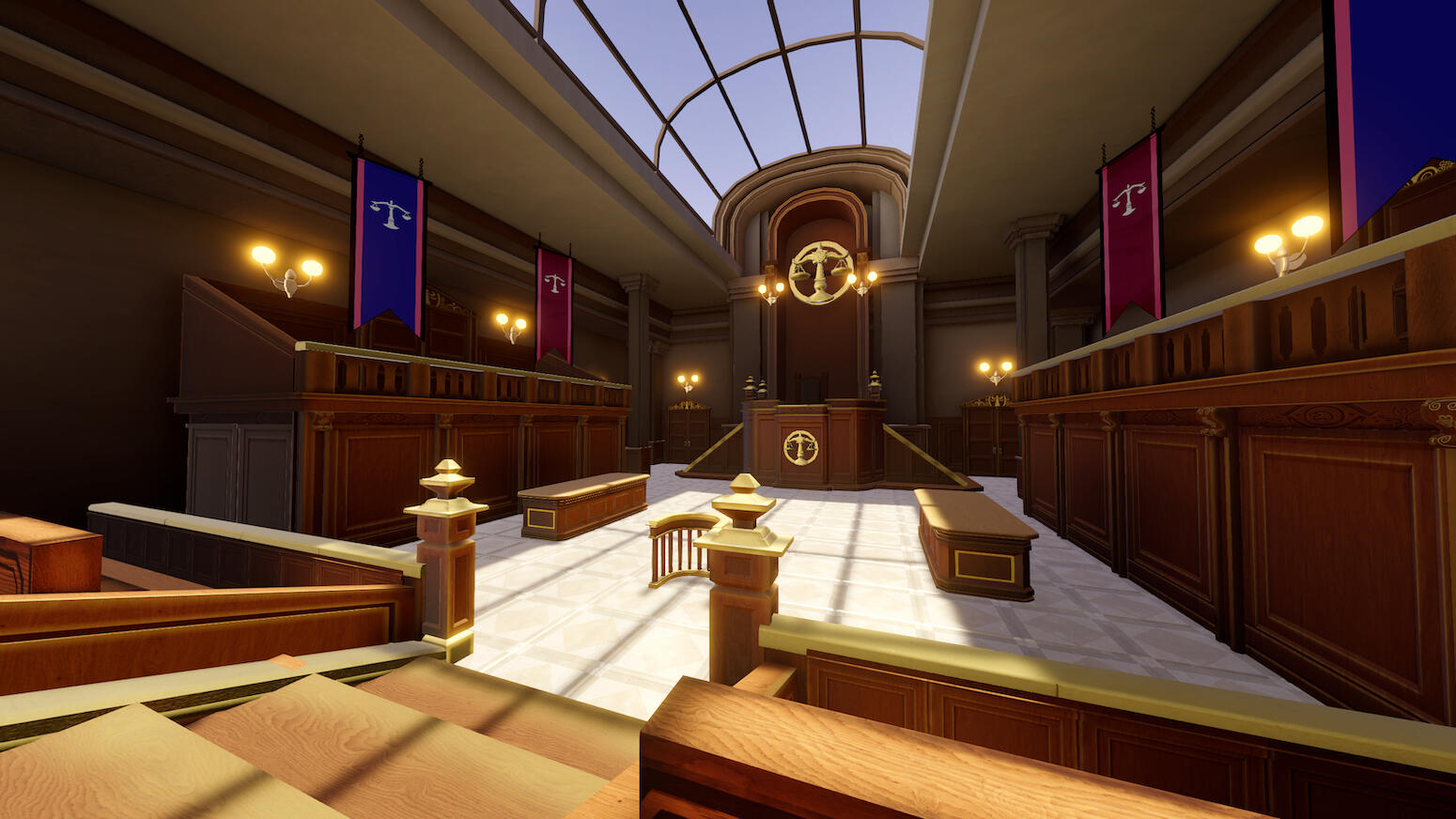 URP Ace Attorney courtroom recreation Gallery view