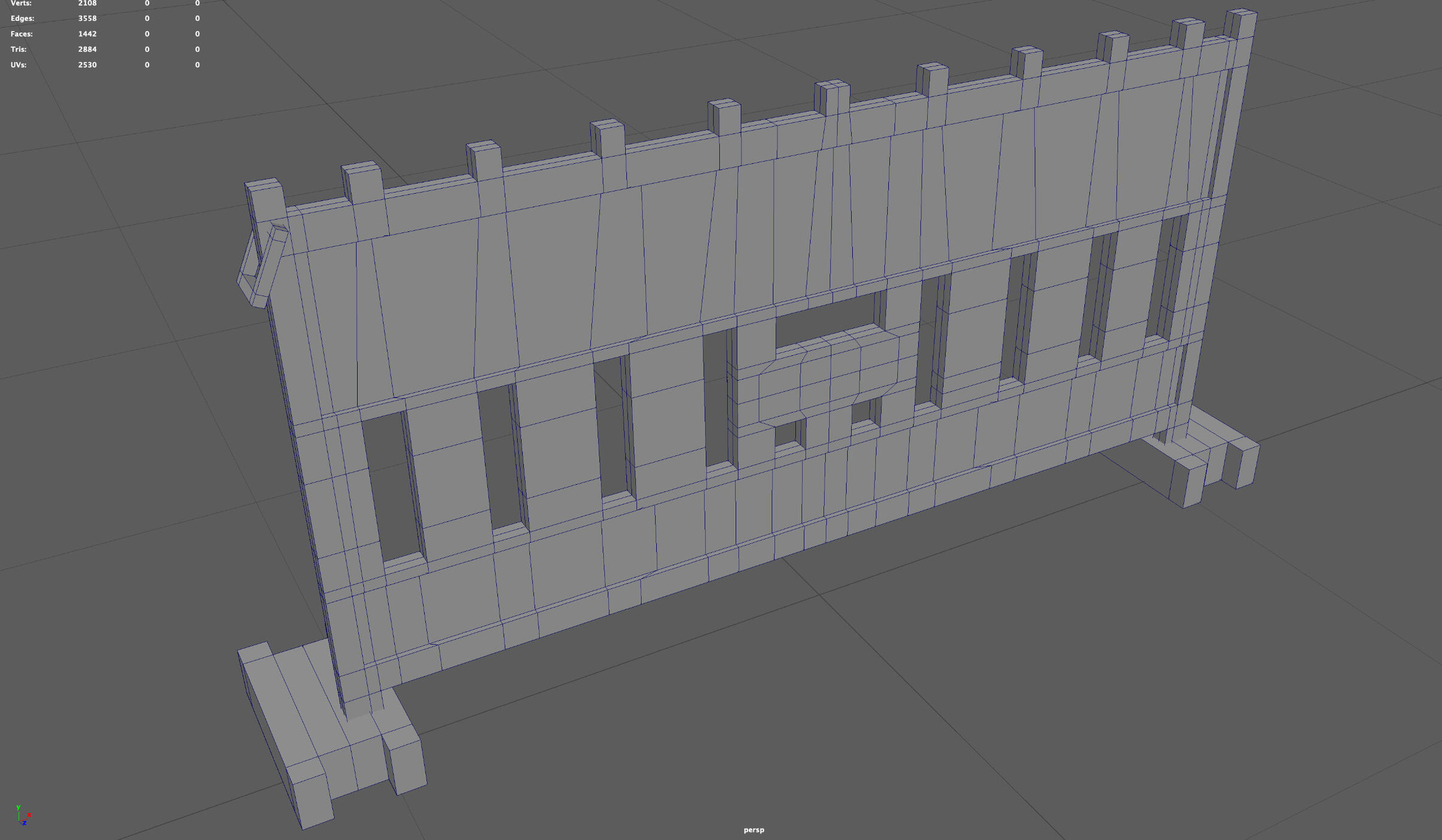 Crowd barrier wireframe view