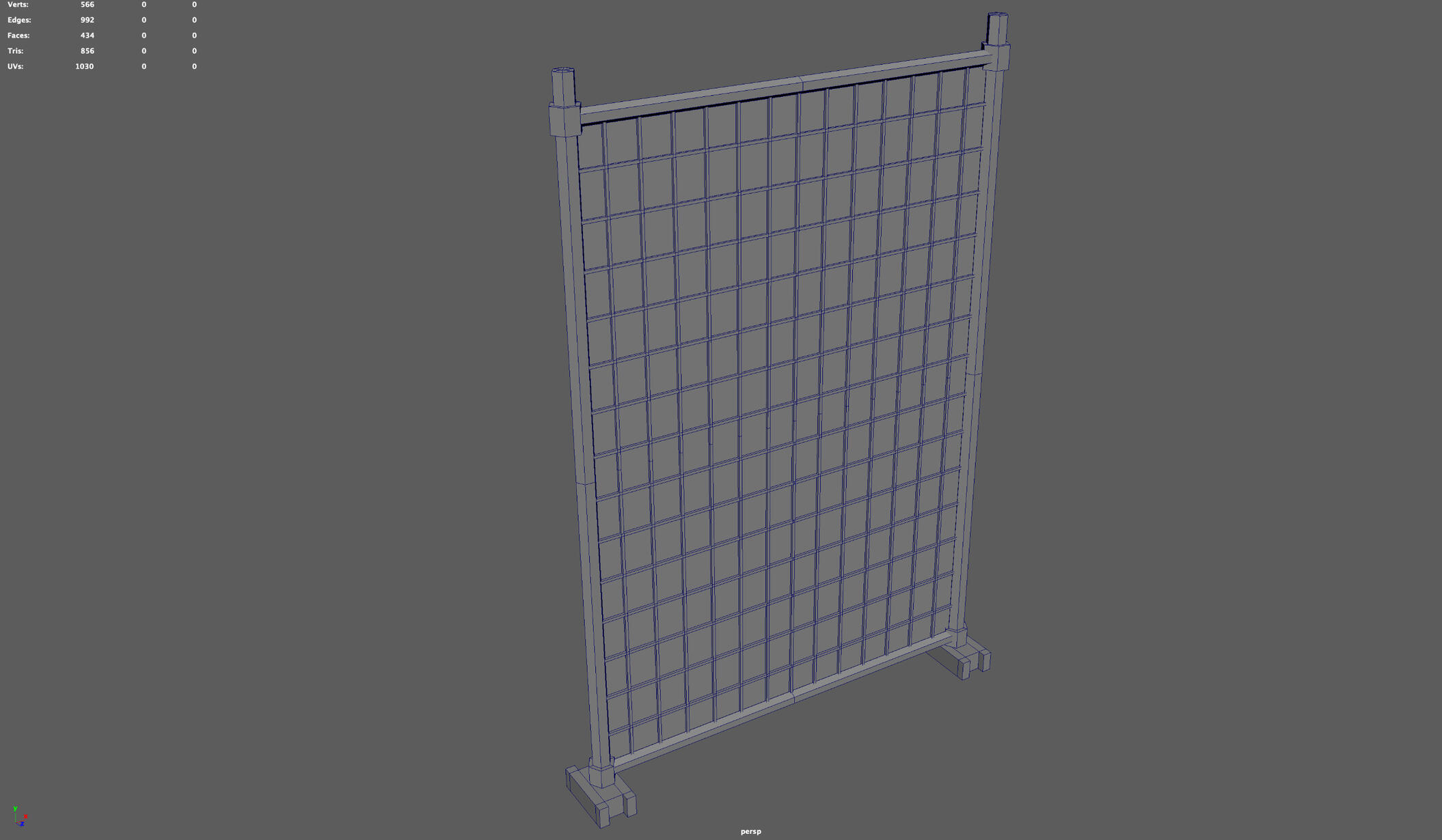 Tall fence (small) wireframe view 1