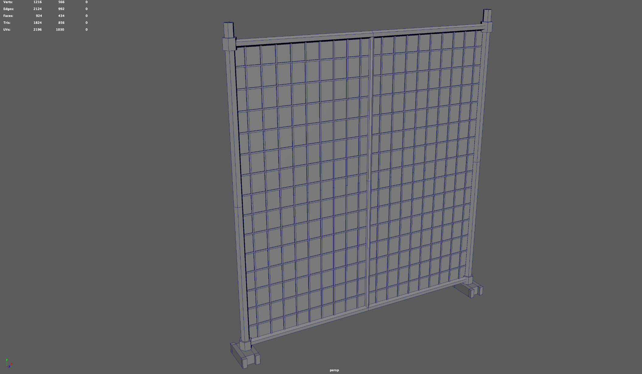 Tall fence (big) wireframe view 1